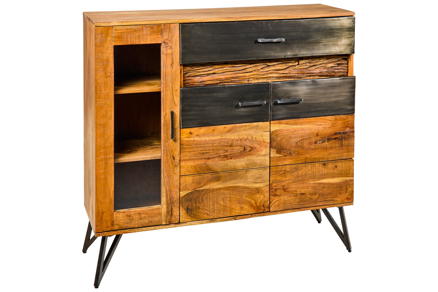 Luce - Credenza Con Vetrina 2 Sportelli Con Led