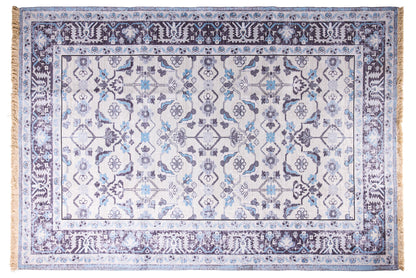 Tappeto 140X200 Stampa Vintage Su Tonalita Blu