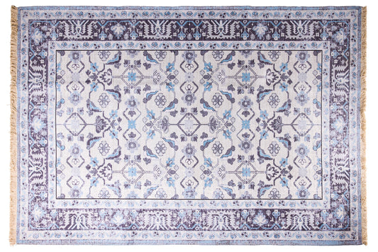 Tappeto 140X200 Stampa Vintage Su Tonalita Blu