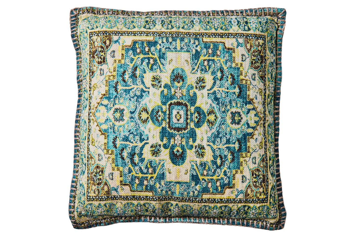 Margherita - Cuscino Stampa Vintage Tonalita Turchese Con Intern