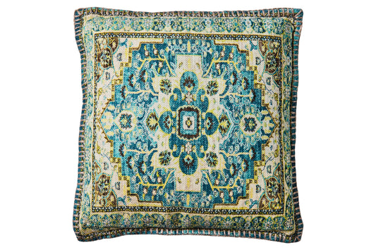 Margherita - Cuscino Stampa Vintage Tonalita Turchese Con Intern