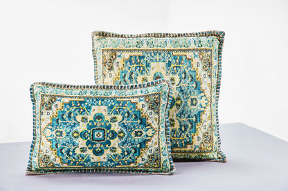 Margherita - Cuscino Stampa Vintage Tonalita Turchese Con Intern