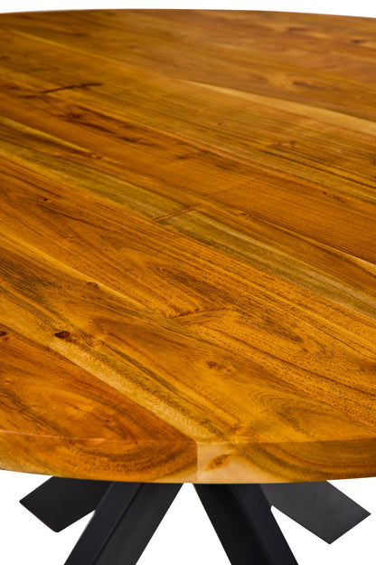 Legnaia - Tavolo Tondo in Legno di Acacia e Ferro