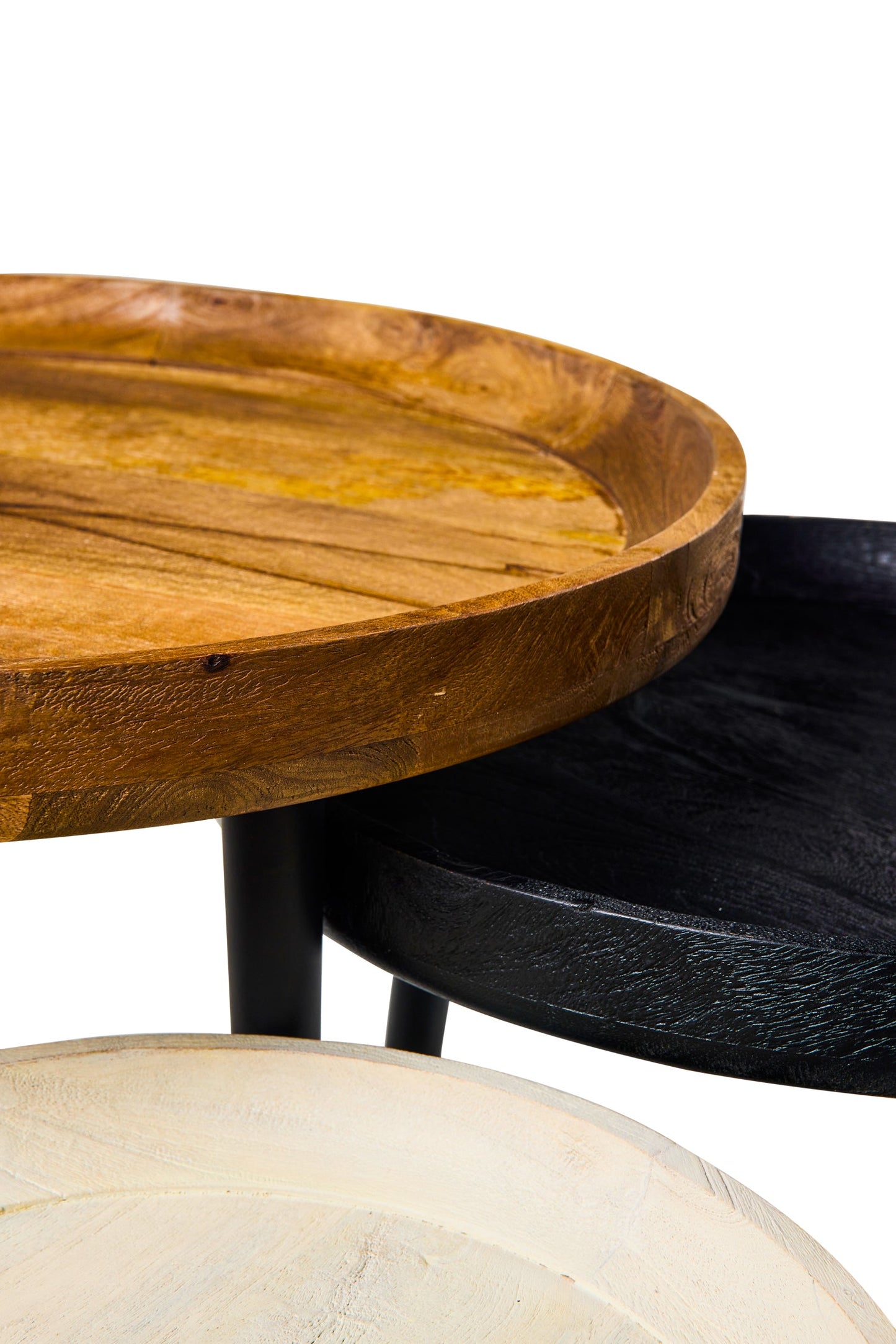 City Life - Set 3 Tavolini In Legno di Mango e Ferro