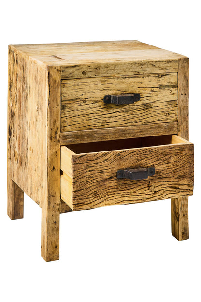 Linea Sbiancato - Comodino in Legno Riciclato Beige