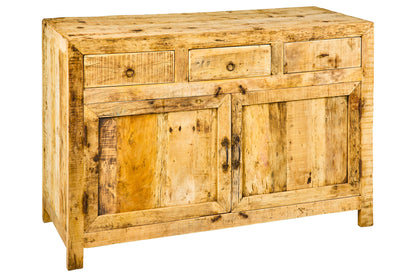 Linea Sbiancato - Credenza 3 Cassetti 2 Sportelli in Legno Riciclato