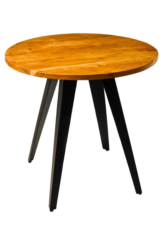 Bistro -Tavolo Tondo in Legno di Acacia e Ferro con Trattamento Anti Macchia