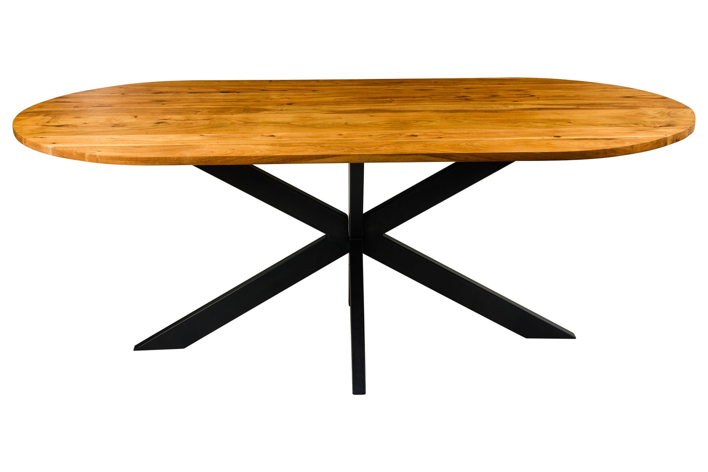 Tavolo Ovale in Legno di Acacia e Ferro