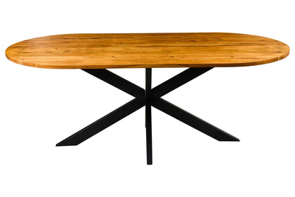 Tavolo Ovale in Legno di Acacia e Ferro