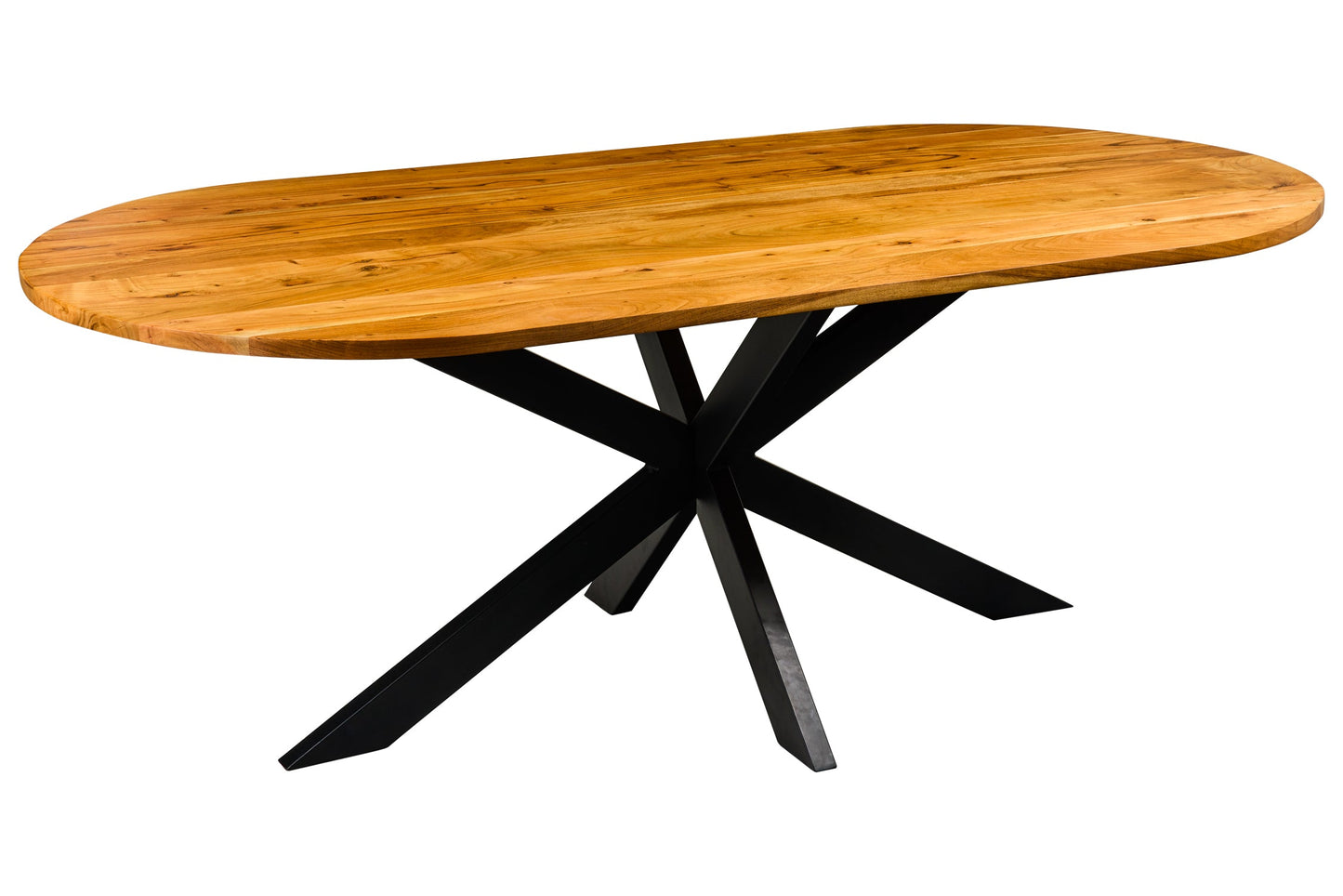 Tavolo Ovale in Legno di Acacia e Ferro