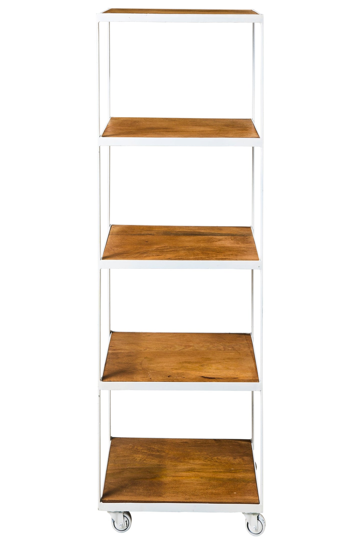 Londra - Etagere in Legno Riciclato con Ripiani e Struttura Bianca in Ferro