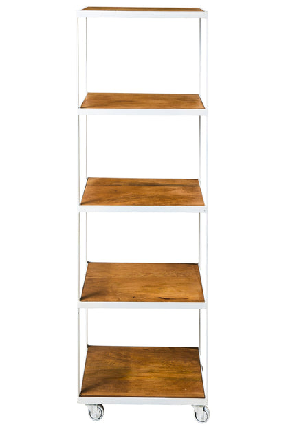 Londra - Etagere in Legno Riciclato con Ripiani e Struttura Bianca in Ferro