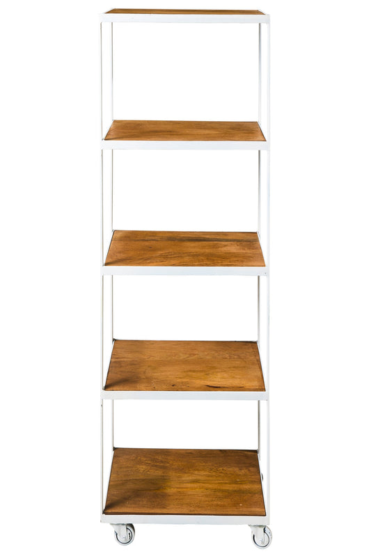 Londra - Etagere in Legno Riciclato con Ripiani e Struttura Bianca in Ferro