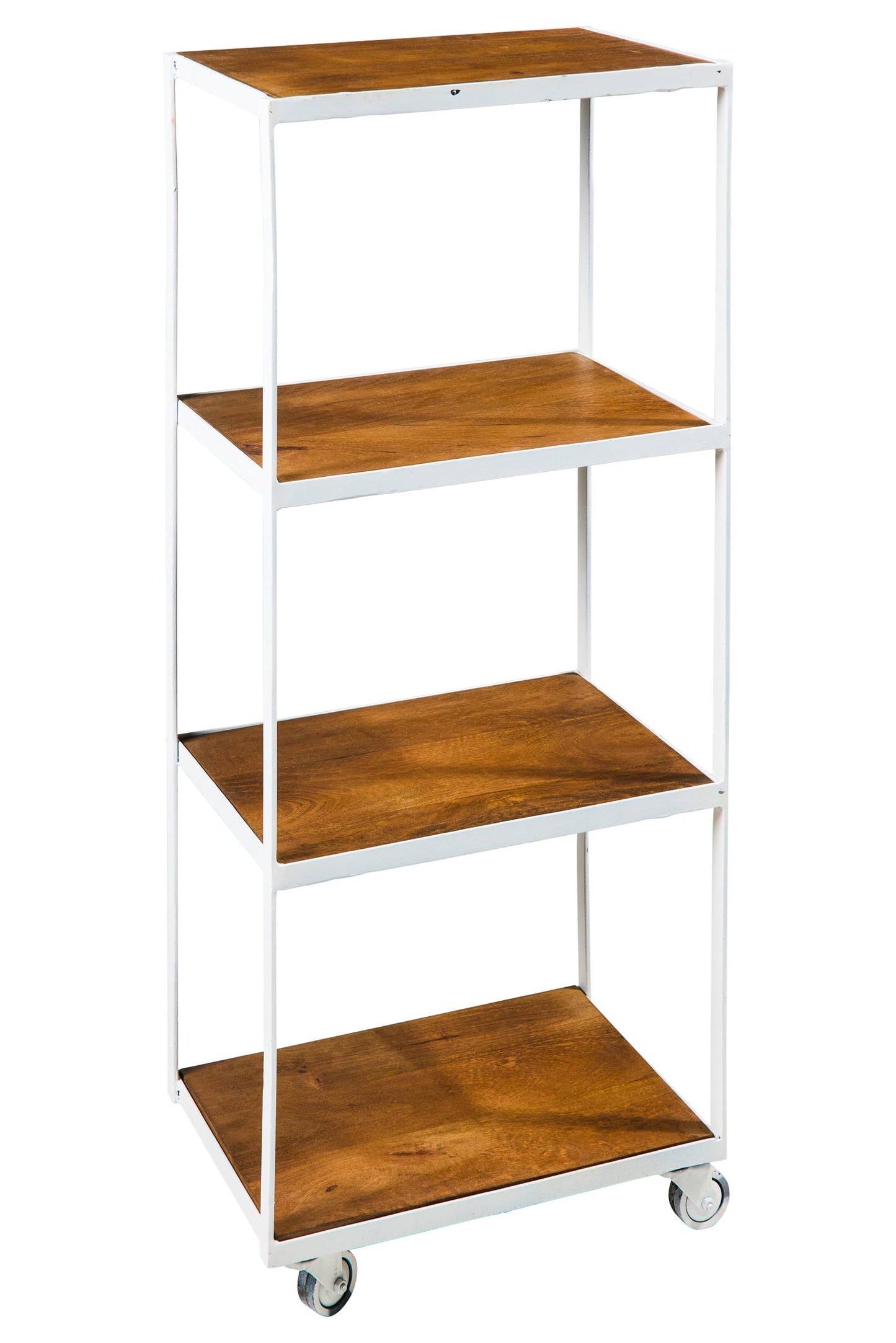 Londra - Scaffale in Legno Riciclato con Struttura Bianca in Ferro