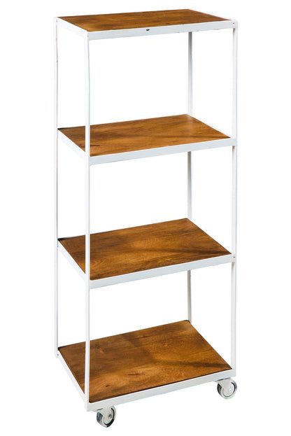 Londra - Scaffale in Legno Riciclato con Struttura Bianca in Ferro