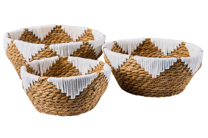 Boho Chic - Set 3 Ceste Porta Frutta in Seagrass e Cotone