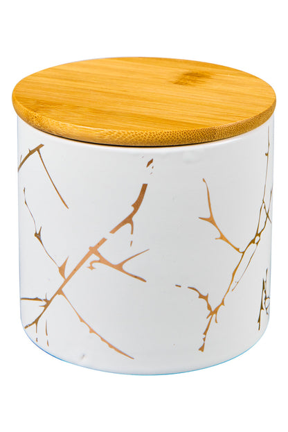 Cucina - Barattolo Bianco Ramage Oro Con Tappo Legno Medio