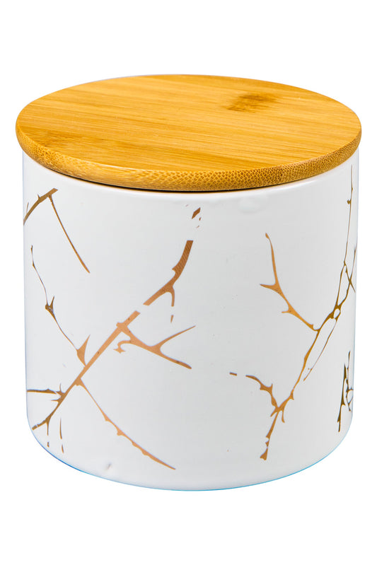 Cucina - Barattolo Bianco Ramage Oro Con Tappo Legno Medio
