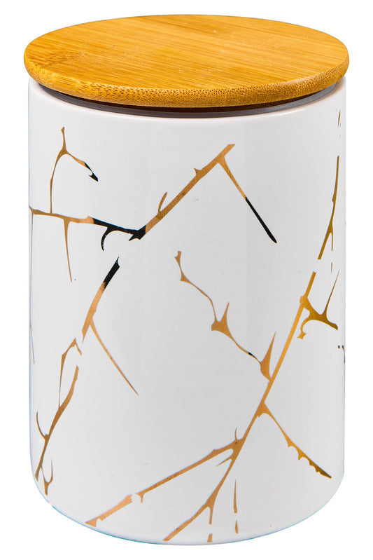 Cucina - Barattolo Bianco Ramage Oro Con Tappo Legno Grande