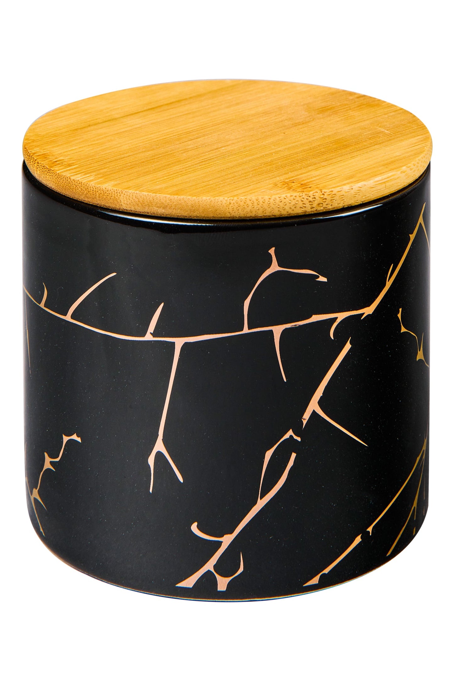 Cucina - Barattolo Nero Ramage Oro Con Tappo Legno Medio