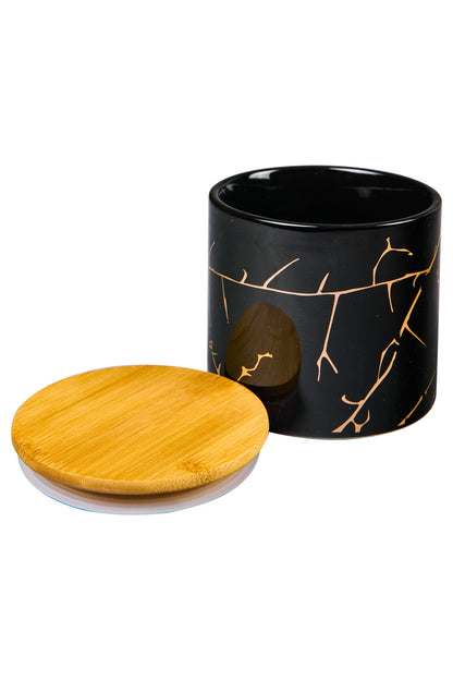 Cucina - Barattolo Nero Ramage Oro Con Tappo Legno Medio