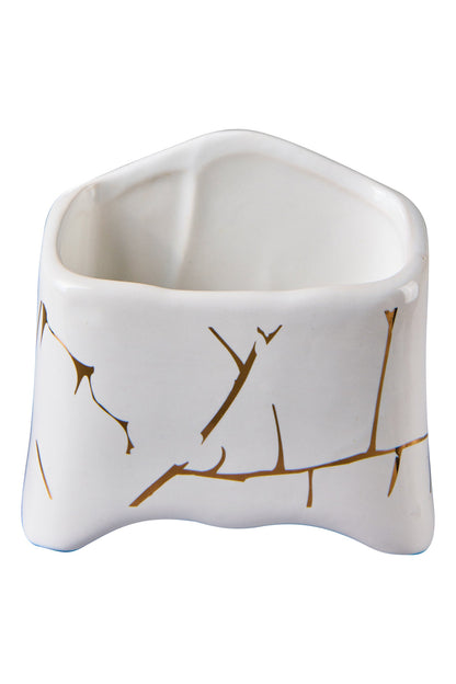 Cucina - Piccolo Bianco Contenitore Con Righe Oro