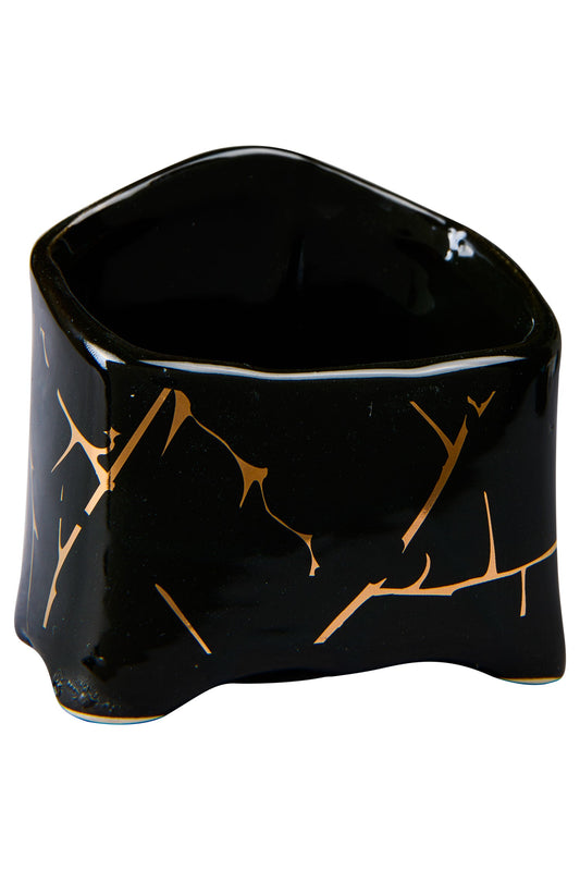 Cucina - Piccolo Contenitore Nero Con Righe Oro