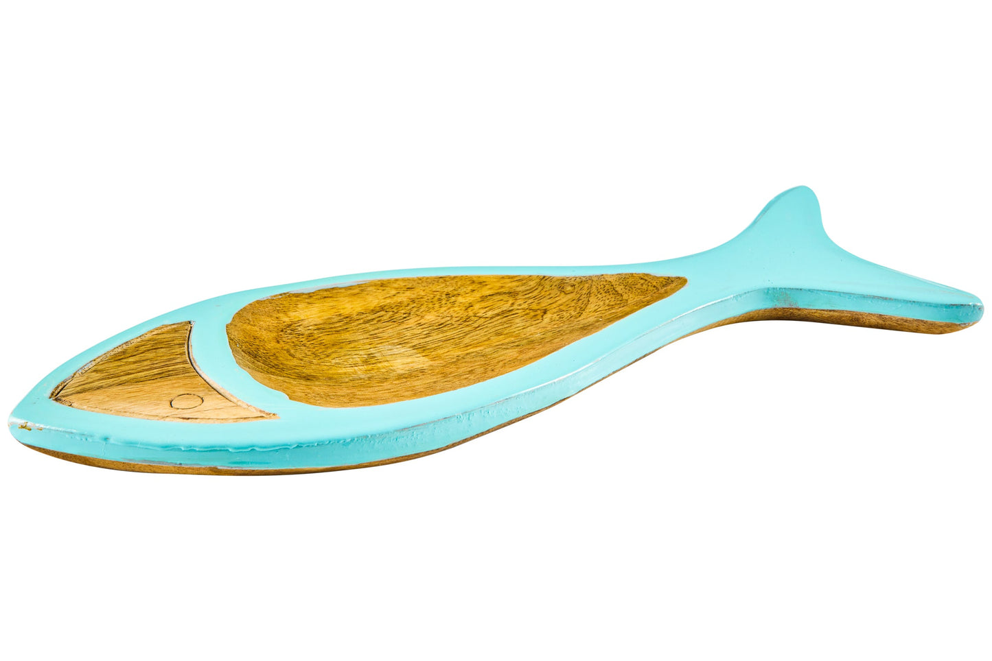 Servizio - Vassoietto Forma Pesce Legno E Smalto Turquese