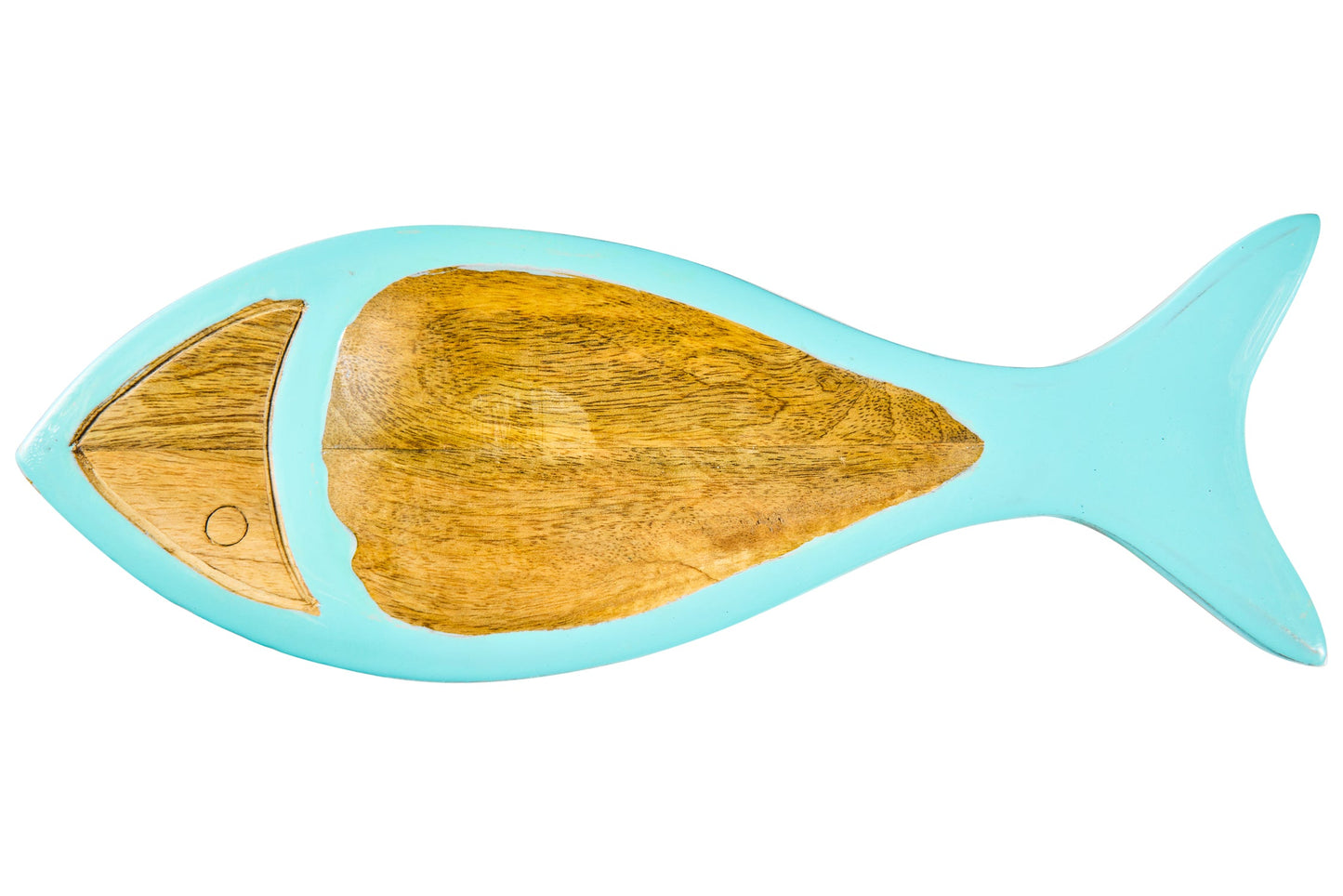 Servizio - Vassoietto Forma Pesce Legno E Smalto Turquese