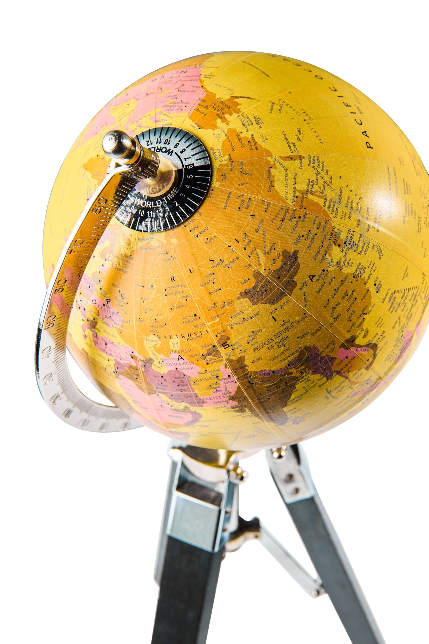 Mappamondo - Globo Giallo E Rosa Su Trepiede