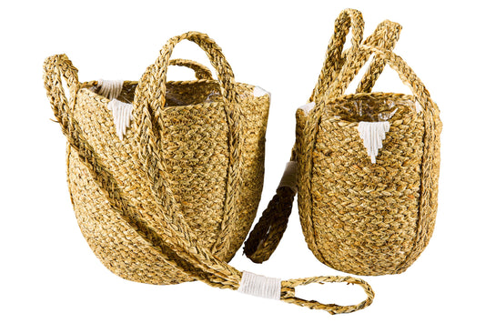 Boho Chich - Set 2 Ceste da Appendere in Seagrass e Cotone