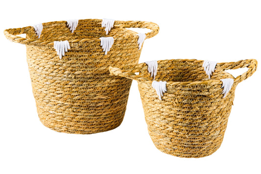 Boho Chic - Set 2 Ceste in Seagrass e Cotone 36,5cm