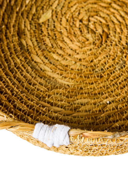 Boho Chic - Set 3 Cestini con Manici in Seagrass e Cotone