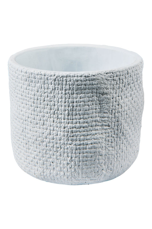 Texture Cemento - Vaso Trama Tessuto Bianco Misura 17X14