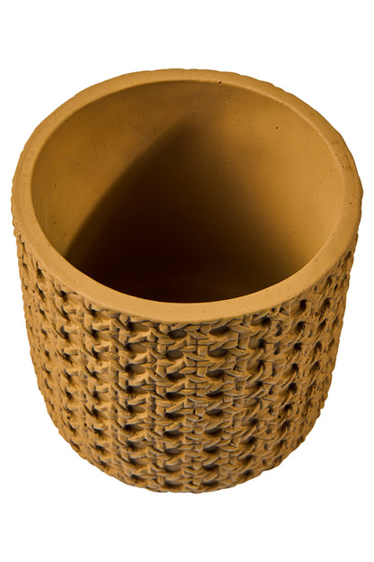 Cemento Vimini - Vaso Disegno Paglia Di Vienna Misura 12,5X12