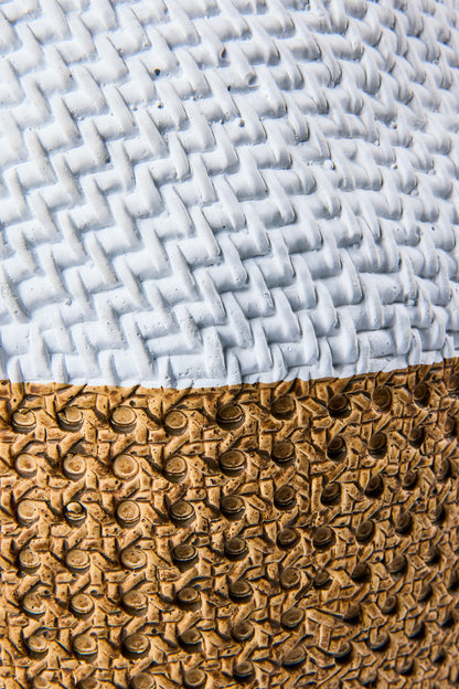 Cemento Vimini - Vaso Disegno Doppio Intreccio Vienna E Rattan