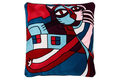 Ricamo - Cuscino Cat On The Roof