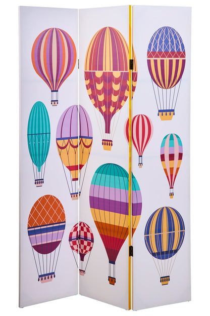 Paravento - Mongolfiere Paraide Fronte Retro 3 Ante Tela