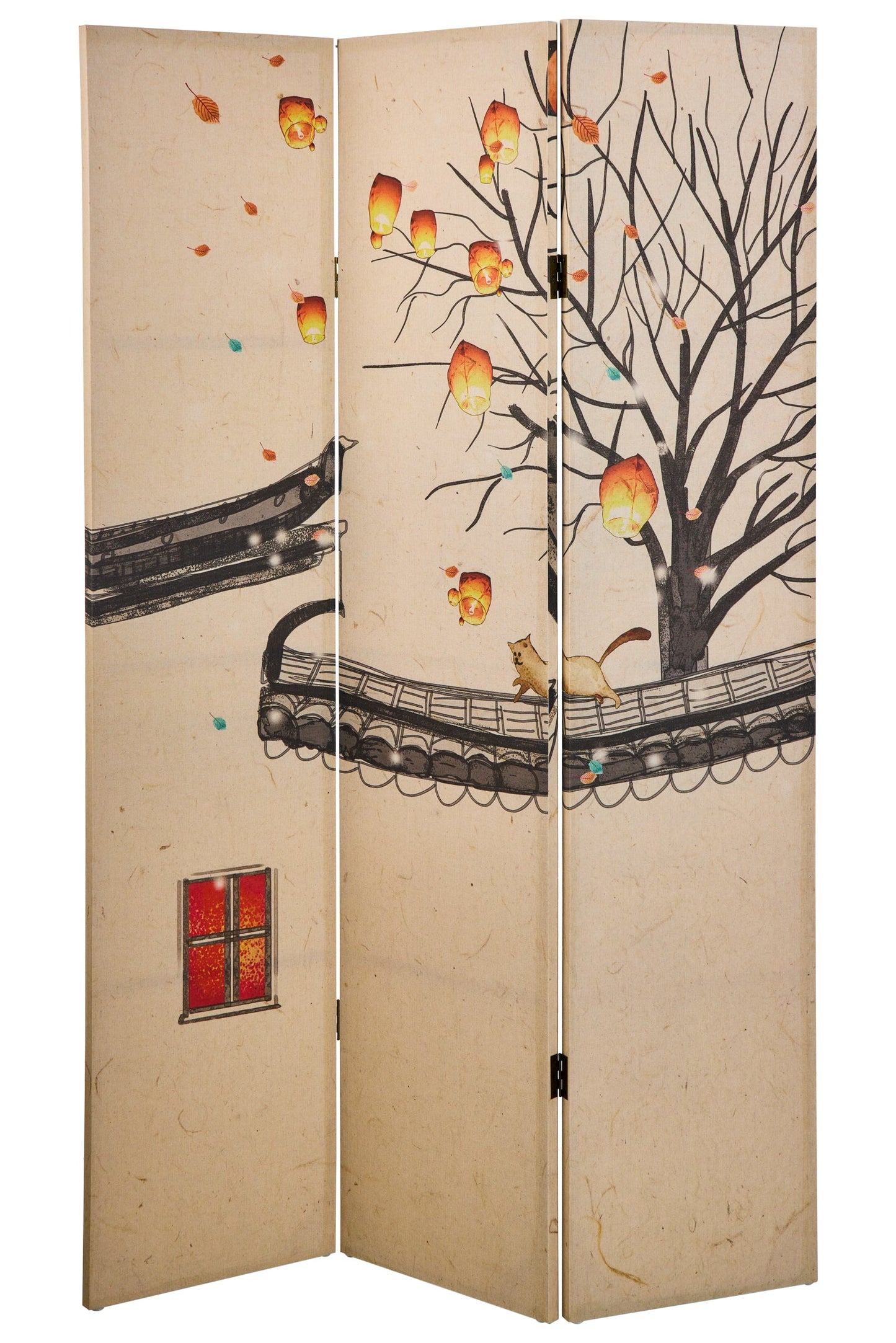Paravento - Magie Di Autunno Fronte Retro 3 Ante Lino