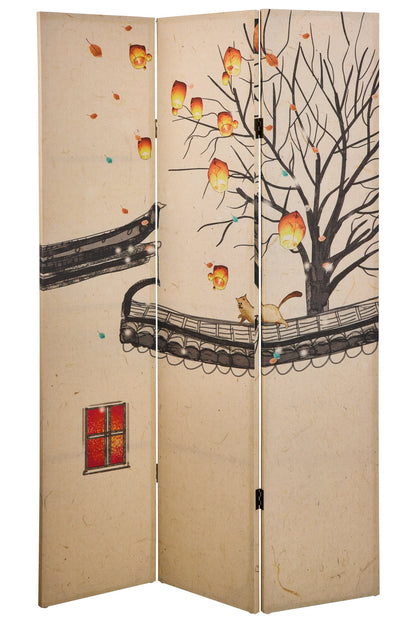 Paravento - Magie Di Autunno Fronte Retro 3 Ante Lino