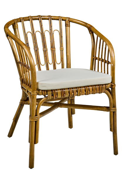 Barbados - Poltroncina da Esterno in Rattan Marrone con Cuscino
