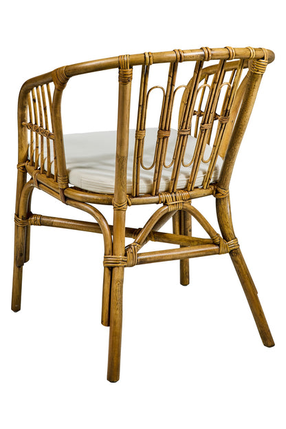 Barbados - Poltroncina da Esterno in Rattan Marrone con Cuscino