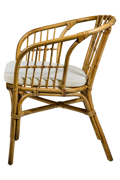 Barbados - Poltroncina da Esterno in Rattan Marrone con Cuscino