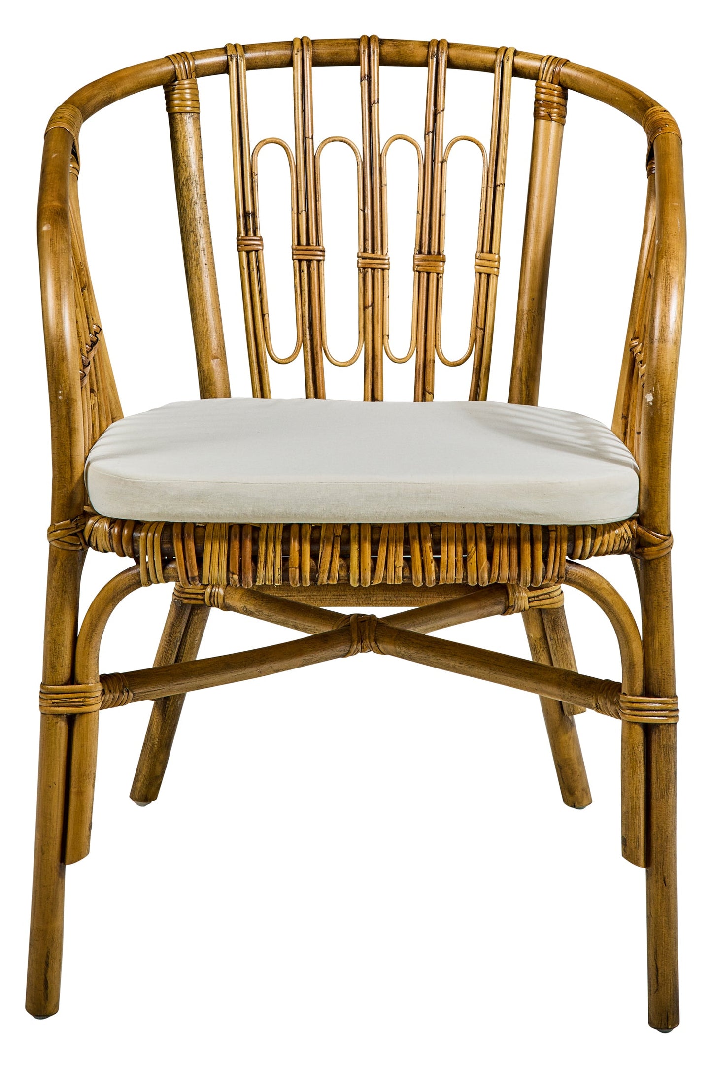 Barbados - Poltroncina da Esterno in Rattan Marrone con Cuscino