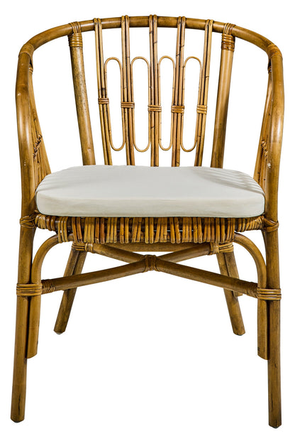 Barbados - Poltroncina da Esterno in Rattan Marrone con Cuscino