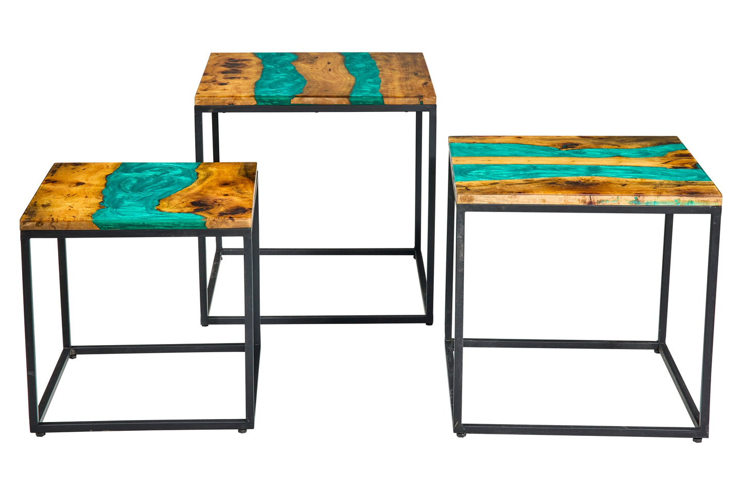 Resina - Set 3 Tavolini Smeraldo