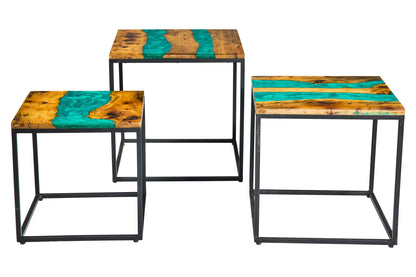 Resina - Set 3 Tavolini Smeraldo