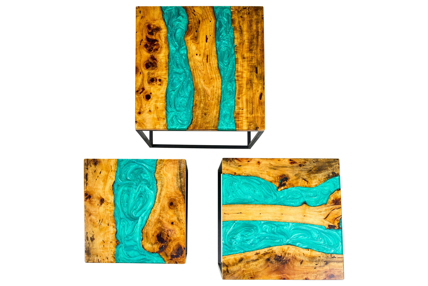 Resina - Set 3 Tavolini Smeraldo