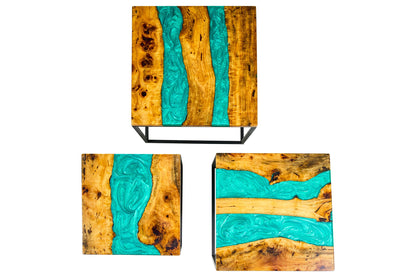 Resina - Set 3 Tavolini Smeraldo