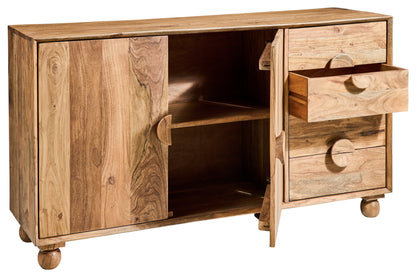 Rockler - Credenza in Legno di Acacia 4 Cassetti 2 Sportelli